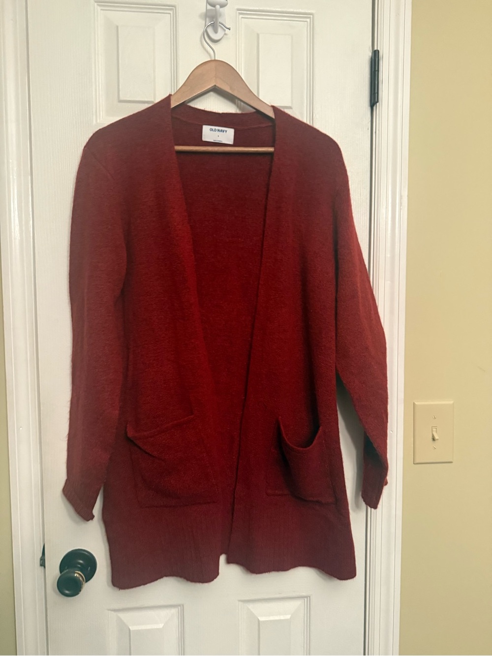 Old Navy woven knit Cardigan Sweater Burgundy maroon medium $59 Anthropologie